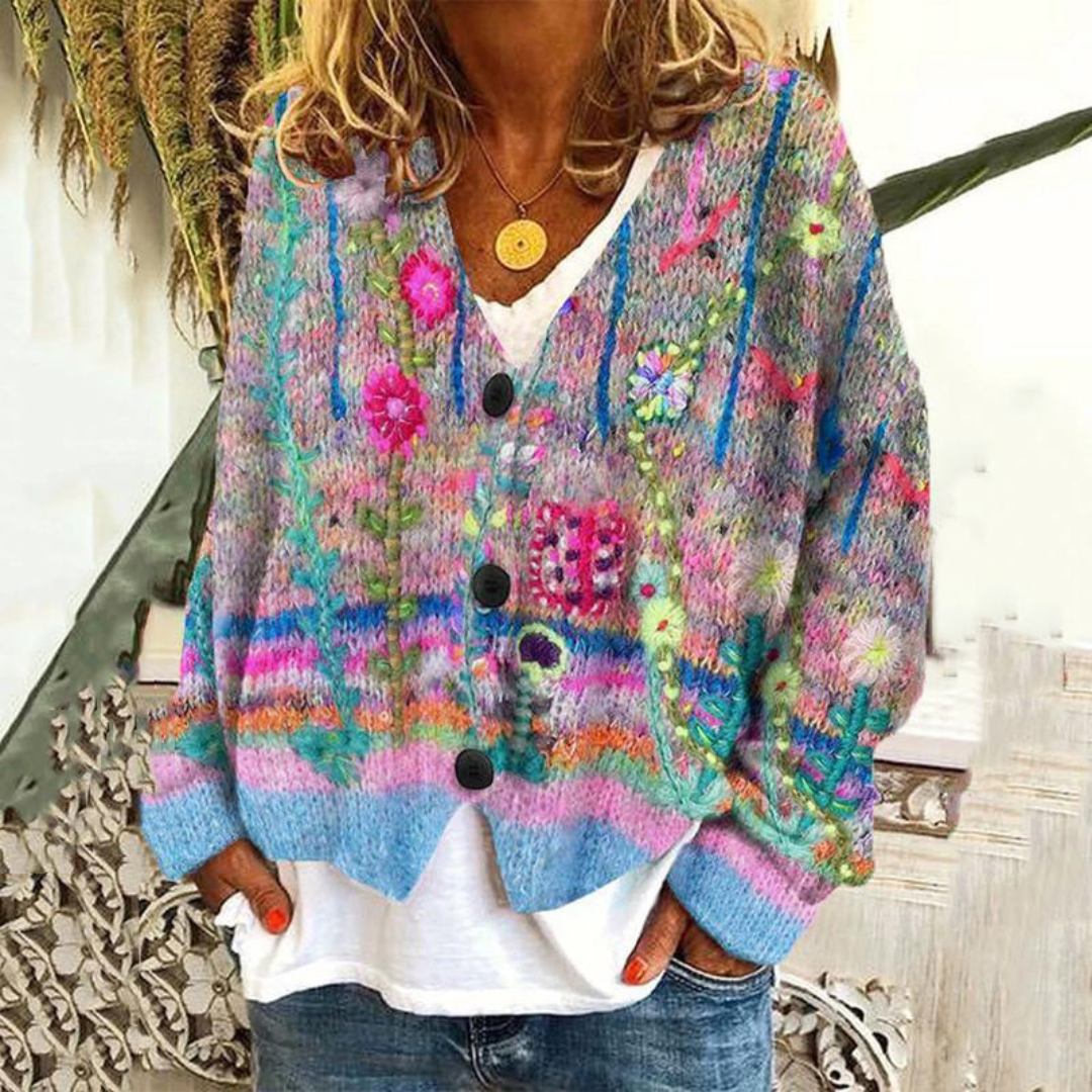 Women’s Knitted Cardigan | Flowers